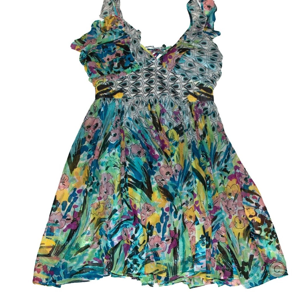Watercolor Trapeze Dress by Double Zero